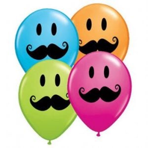05" Assorted Smile Face Mustache Balloons 100pk